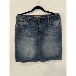 Bit & Bridle Jean Skirt Women's 10 Blue Medium Wash Stretch Denim Mini Western